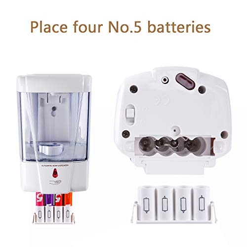 Image of interhasa! Soap Dispenser, Touchless Hand Sanitizer Dispenser Wall Mount Automatic Soap Dispenser for Commercial Home and Kitchen, 600ml /20oz