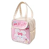 AONUOWE Cute Lunch Bag for Women Japanese Anime Insulated Cooler Kawaii Lunch Box (Ice cream bunny)