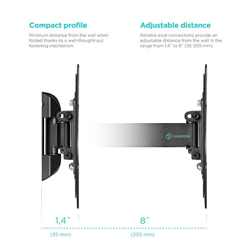 Onkron Tv Wall Mount Tilt Swivel For 17” – 43 Inch Lcd Led Screens Up To 77 Lbs Np24 Black #TOP2
