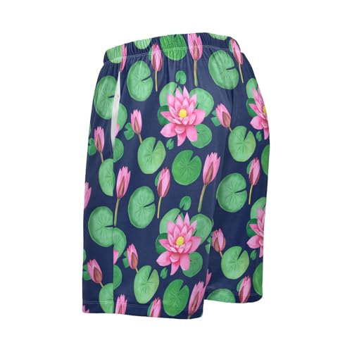 Leaf Flower Blue Pajama Shorts for Men Lounge Pants Sleep Bottoms Super Soft Men Pajama Bottoms with Pockets, S-XXL-XXL3