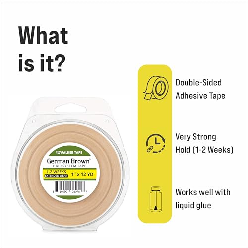 Image of SAFEHOLD German Brown Wig Tape Waterproof Sweat Resistant 1 Inch 12 Yards | Skin safe wig tape provides waterproof long hold with easy application and removal for hair systems