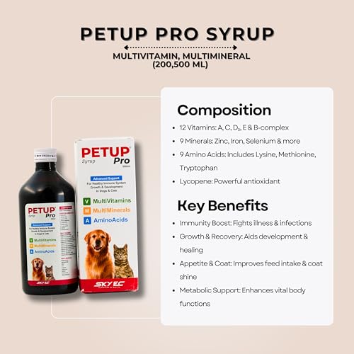 Image of Pet Up Pro Syrup for Dogs & Cats | Multivitamin Supplement with Essential Nutrients | Supports Vitality, Appetite & General Wellness | 500ml Liquid Tonic