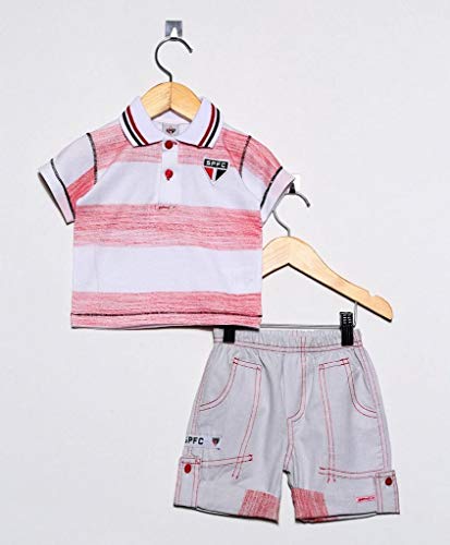 Conjunto Camiseta Polo e Bermuda São Paulo, Rêve D'or Sport, Criança Unissex, Branco/Vermelho, 2