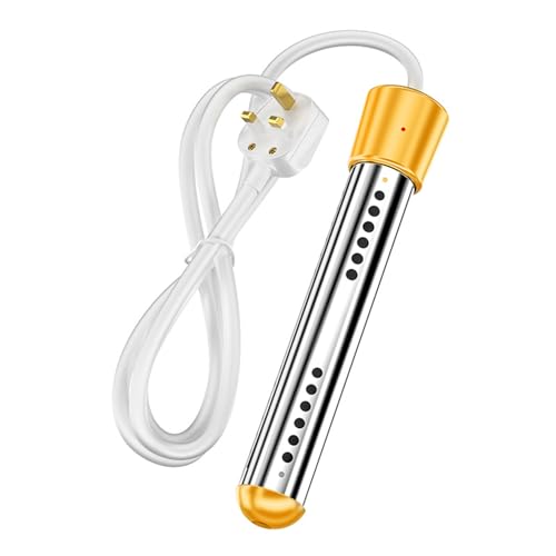 Saraele Immersion Water Heater Portable Electric Water Heater with Stainless Steel Guard 1500W Pool Immersion water Heater for Bathtub Bucket Inflatable Pool Heat 5 Gallon Water in Minutes (Yellow)