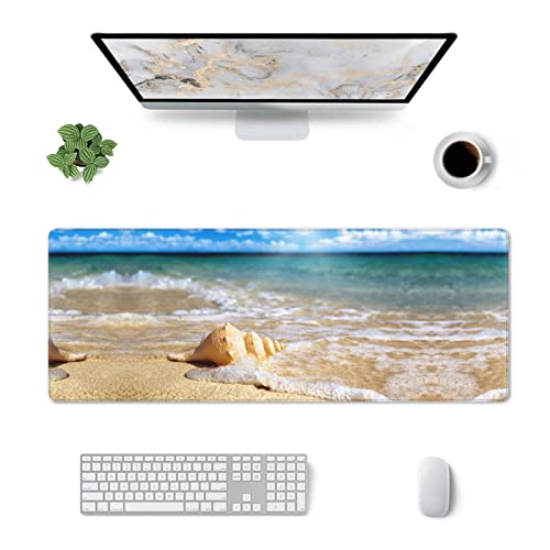Tapis de souris imperméable Ocean Seashell grand format avec base en caoutchouc antidérapant