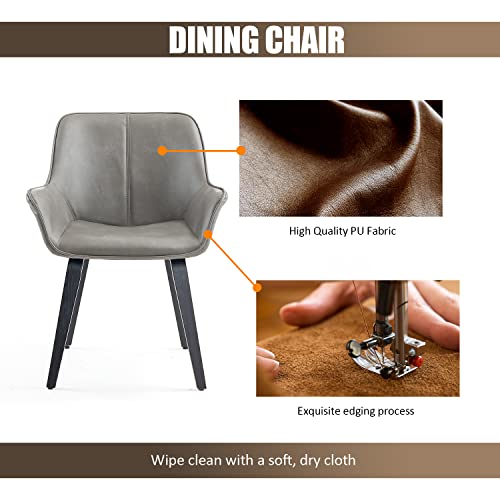 Yeefy Modern Dining Chairs Set Of 2 & 4 & 6, Upholstered Waterproof Pu Leather Kitchen & Dining Room Chairs With Arms Accent Chairs Set Of 2 Arm Chairs For Office Living Waiting Room (Set Of 2, Ashen) #TOP5