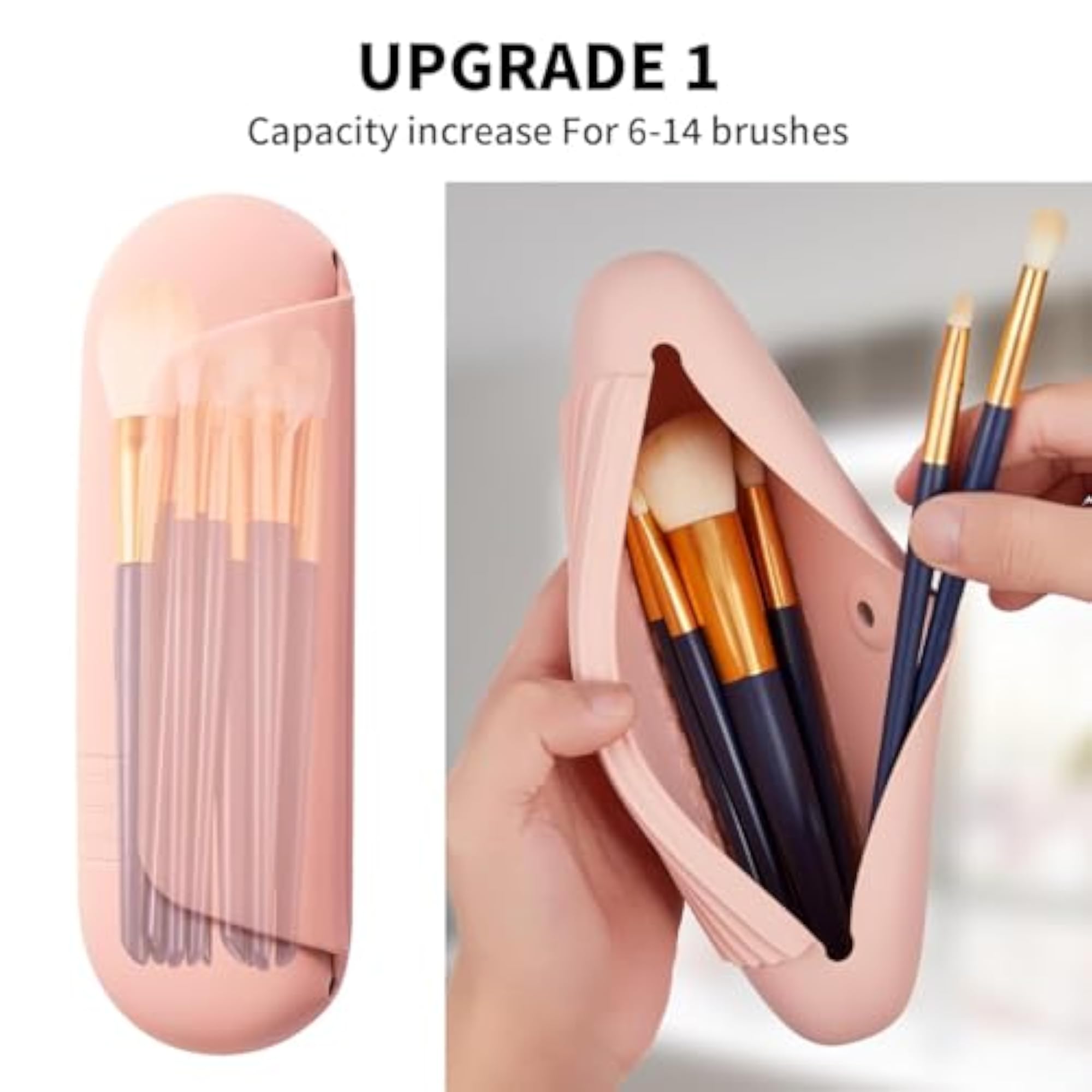 Travel Silicone Makeup Brush Holder, Large Capacity Organizer