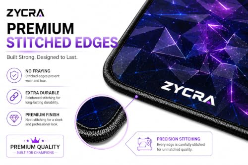 Image of ZYCRA Gaming Mouse Pad Large Extended Desk Mat | Waterproof Smooth Surface, Anti-Slip Rubber Base, Stitched Edges, Black Mouse Pad for Office, Work from Home & Gaming (3D Diamond Gaming Mat)