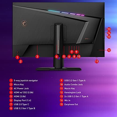 MSI Optix MPG321QRF-QD 32 Inch WQHD Gaming Monitor - 2560 x 1440 Rapid IPS Quantum Dot Panel, 175 Hz / 1ms GtG, G-SYNC Compatible, 95% DCI-P3 Colour Gamut, DisplayHDR 600 - DP 1.4a, USB Type-C