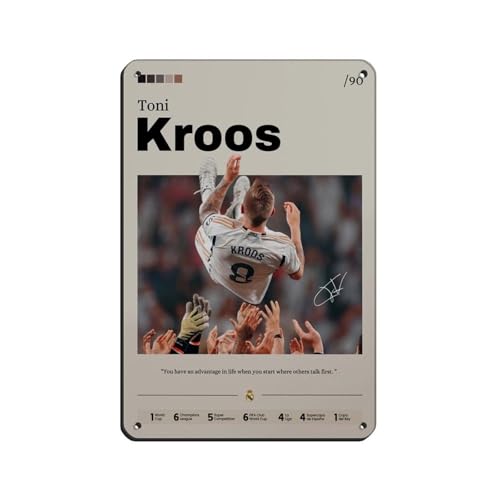 GJHTQLP Toni Kroos - Cartel de metal vintage para decoración de pared, 20 x 30 cm