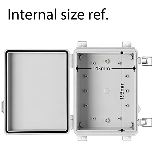 Image of Gratury Junction Box, IP67 Waterproof Plastic Enclosure for Electrical Project, Hinged Grey Cover, Includes Mounting Plate and Wall Bracket