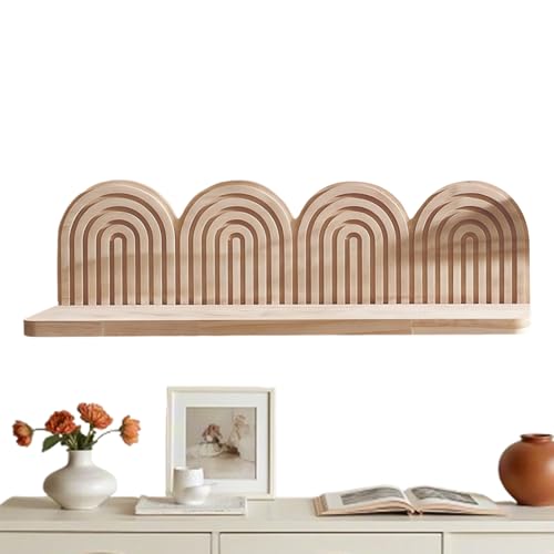 Moxeupon - Estantería de madera Boho para pared | Organizador flotante Boho de madera, estante de almacenamiento rústico, para cuarto de baño, habitación infantil, casa de campo, cocina, sala de estar