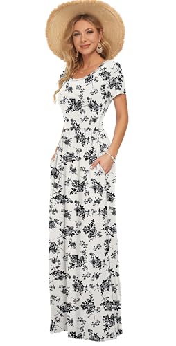 Image of AUSELILY Women's Classic Short Sleeve Loose Plain Casual Long Maxi Dresses for Women 2026