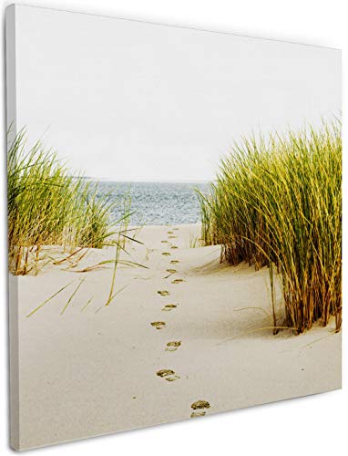 Wallario Leinwandbild Spuren im Sand- Fußspuren durch die Düne zum Meer - Wandbild 50 x 50 cm: Kunstdruck | Brillante lichtechte Farben | hochauflösend | verzugsfrei Wallario Leinwandbild Spuren im Sand- Fußspuren durch die Düne zum Meer - Wandbild 50 x 50 cm: Kunstdruck | Brillante lichtechte Farben | hochauflösend | verzugsfrei