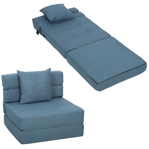 HOMCOM Fauteuil Convertible 1 Place Fauteuil lit chauffeuse 1 Place - Coussin déhoussable Inclus -...