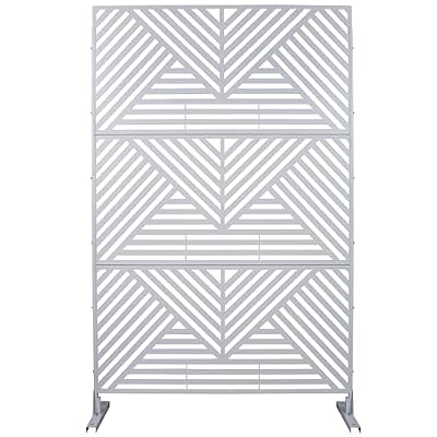 agnixnaf Outdoor & Indoor Privacy Screen Metal Privacy Screen 76" H×48" W, Freestanding Decorative Privacy Screen for Deck Balcony Patio, Outside Lawn Garden White