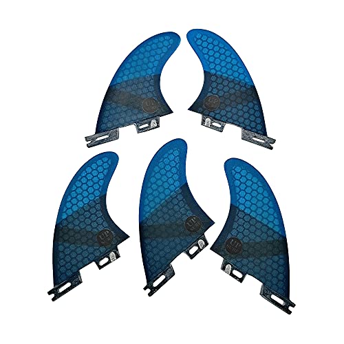 UPSURF Tabla de Surf FCS II Aletas Fibra de Vidrio Tri - Quad Fin Set Tener Panal para Surf Paddle Board (Azul K2.1)
