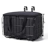 BINOTHINK Fahrradkorb Vorne, Schwarz Faltbar Hundekorb Fahrradkorb Fuer Vorne mit Einkaufs-Tasche, Lenkerkorb Fahradkorbset Fahrrad Gepäckträger Vorne Tragkraft als Einkaufskorb