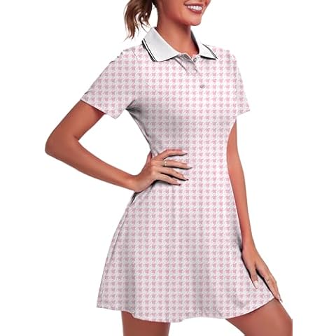 FKEEP Women's Stylish Sports Dress, Pink Plaid Cover