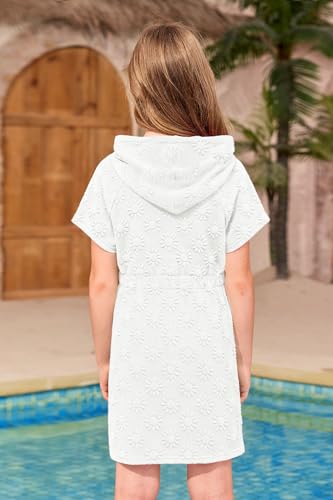 Image of BesserBay Girls Swim Cover Up Beach Bathing Suit Coverups for Swimwear Zip-Up Terry Cloth Robes with Sunglasses 6-14 Years