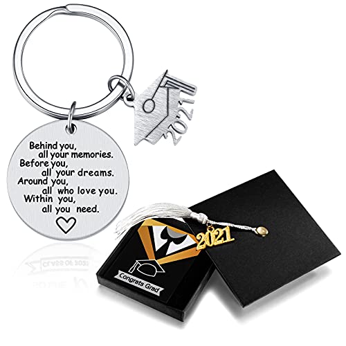 Freeprance 2021 Graduation Gift, Graduation Keychain Her, Graduation Gift Him, Class of 2021 Grad Keychain, High School Graduate Gift, College Senior Present, Women Key Chain Gift
