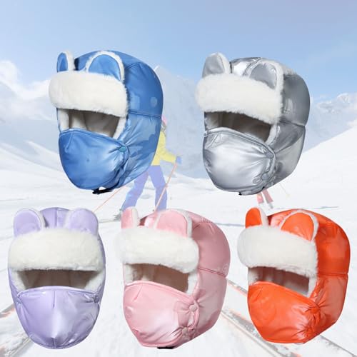 Balaclava, Kids Winter Trapper Hat Furs Lined Earflap Hats Cold Weather Protecting Hats Costume Accessories3