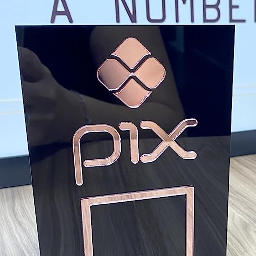 Placa Pix Pagamento QrCode De Mesa Balcão c/base - Acrílico Cor:P...