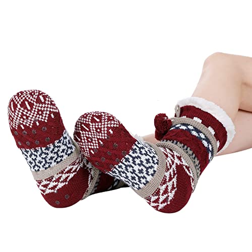 Image of Chassic Sherpa Lined Slipper Socks for Women, Non-Slip Cozy Winter House Socks, Soft Fuzzy Socks, Gifts for Women & Ladies Stocking Stuffers