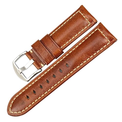 Bracelet montre vintage cuir cire d'huile fait main et boucle noire