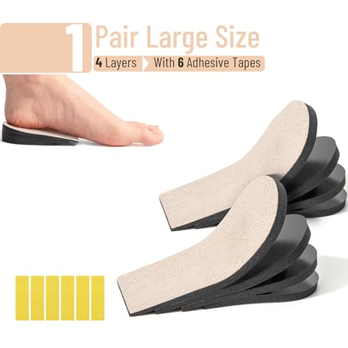 Image of Dr. JK- Adjustable Heel Lifts for Women and Men, 1 Pair, 4 Layers, Large Size, Beige, Shoe Lifts for Uneven Legs
