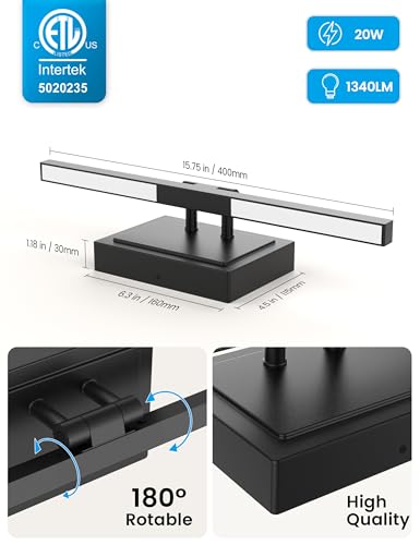 Image of NIORSUN 15.7 Inch Modern Bathroom Light Fixture, 20W 5CCT Dimmable LED Black Bathroom Vanity Lights Over Mirror, Vanity Lights for Bathrooms Restroom Mirror- ETL Certified