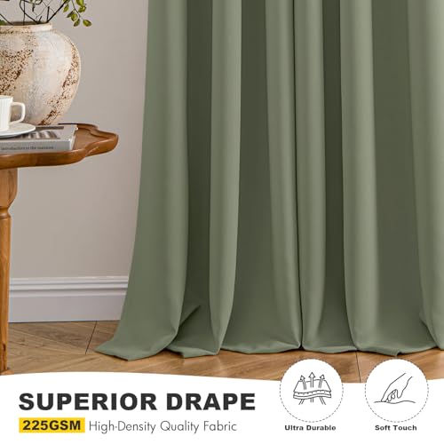Image of MIULEE Blackout Curtains for Bedroom Living Room 2 Panels, Thermal Insulated Room Darkening Drapes Grommet Noise Reducing Light Blocking Window Treatments 84 Inches Long 40x84 Inch Sage