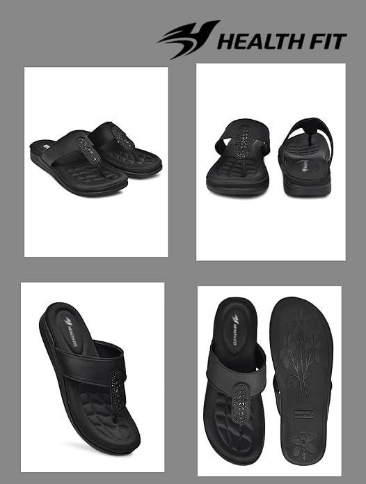 Image of HEALTH FIT EXTRA SOFT Women's Comfortable Memory Foam Doctor Slippers /Flip-Flops|Fashionable Casual & Stylish|Lightweight & Breathable|Outdoor Synthetic Casual Chappals Sandals Ladies & Girls HF23