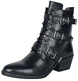 Merch para fans y divertido Rock Rebel by EMP Botas Negras con Cordones y Correas Mujer Botas de Cordones Negro EU40