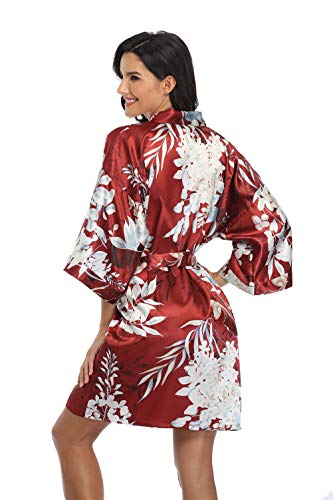 Image of Women's Pure Short Silky Robes Bridesmaid Bride Party Satin Robes Sleepwear