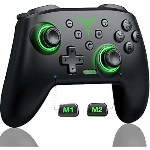 HELLCOOL Switch Controller für Nintendo Switch, Pro Controller Switch mit Präzise Bewegungssteuerung/Dual Vibration/Turbo/Macro/Aufwecken, Cooles LED Licht Switch Controller für Nintendo Switch Cover
