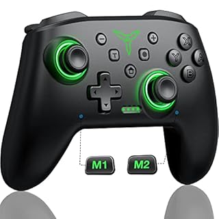HELLCOOL Switch Controller, Wireless Controller Switch mit Präzise Bewegungssteuerung/Dual Vibration/Turbo/Macro/Aufweckenfunktion, Cooles LED Licht Switch Controller für Switch/Lite/OLED