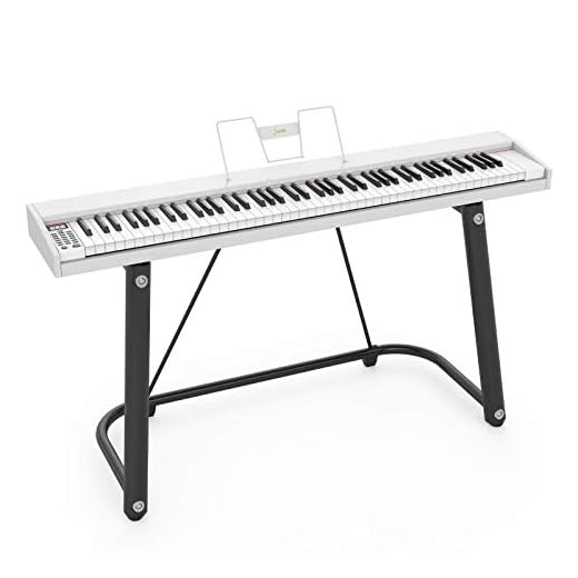 LAGRIMA LAG-610 Full Size Key Portable Digital Piano, 88 Key Electric Keyboard Piano for Beginner/Adults with U Stand, Bluetooth, Sustain Pedal, Power Supply, Music Stand, White