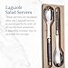 Jean Dubost Salad Servers, Gray Handles - Rust-Resistant Stainless Steel - Includes Wooden Tray - Made in France
