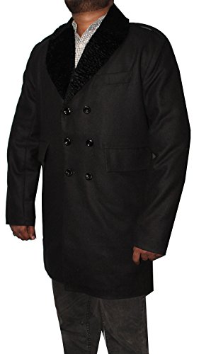 Hollywood Leather Hawk Men's Wool Fur Coat (Black, 4XL- Fit for 51-52 inches Actual Chest Size)