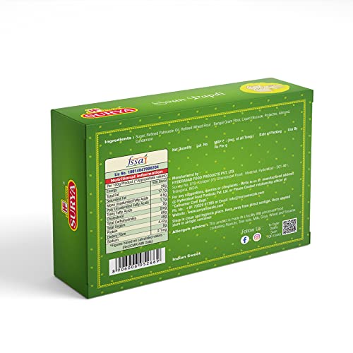 Image of HF, SURYA Soan Papdi 600g (3 x 200g) Made with Fresh Besan, Ready to Eat