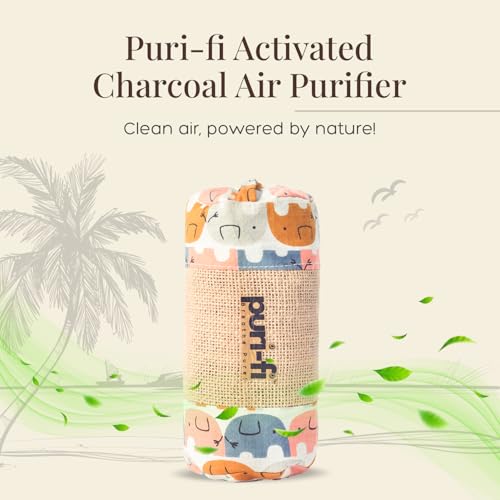 Image of Activated Charcoal Air Purifier, Non-Electric, Coconut Shell Charcoal, Odor & Moisture Absorber, Air Freshener for Home, Car, Reusable & Long-Lasting, 400 Gm (Elephant Parade)