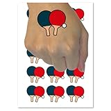 Ping Pong Table Tennis Paddles and Ball Temporary Tattoo Water Resistant Fake Body Art Set Collection - 54 1' Tattoos (1 Sheet)