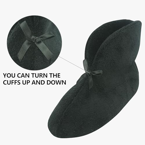 Forfoot Women's Bootie Slippers, Cozy Coral Fleece Non Slip Indoor House Shoes4