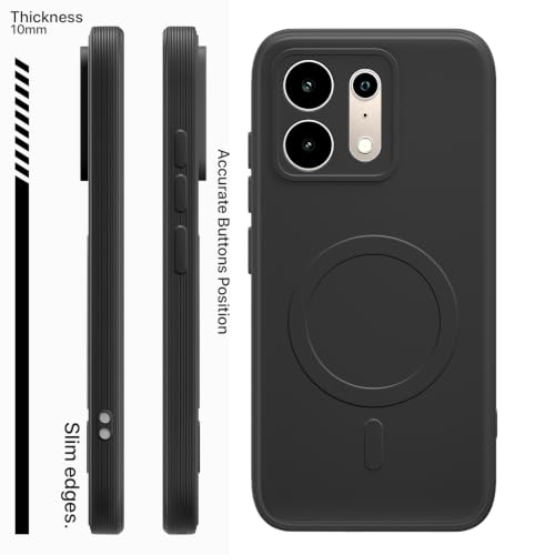 Image of Outlouders Back Cover for Realme P4s 5G | Soft Matte Silicone | Slim Fit | Magnetic-Safe Logo Design (Magnetic-Safe Not Compatible) | Shockproof | Camera Protection Bumper Case (Black)