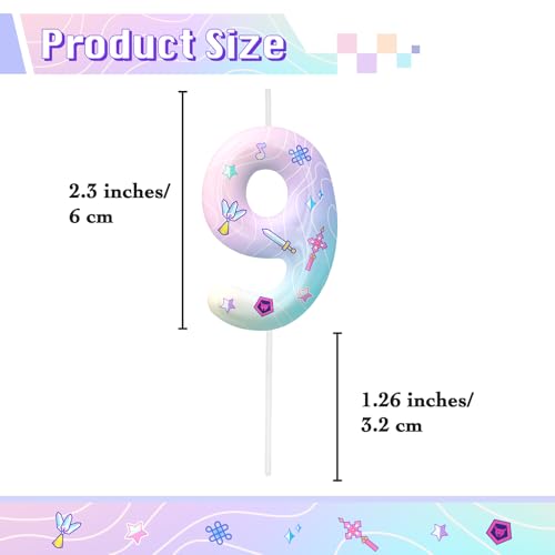 Image of Pink Number 9 Birthday Candles, Cartoon Themed Cake Toppers for Boys Girls Cake Decorations, Birthday Decorations Party Supplies, Number Candles for Party Decor