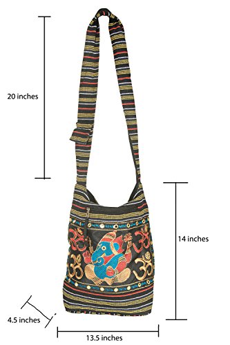 Women Hobo Black Cross Body Shoulder Bag Elephant Embroidered School Everyday Shopping Casual Lightweight3