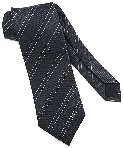 [グッチ] ブランド ネクタイ・ギフトセット ネクタイ リボン掛け ケース＆手提げ袋付き（REDROSEオリジナル） A29 チャコールグレー/ブラック （プレゼント・お誕生日・バースデー・ラッピング） [並行輸入品]