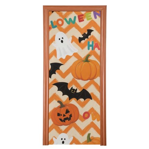 Orange Halloween Pumpa Dörrskydd Jul 91 x 248 cm Alla hjärtans dörr Banner Semester Festtillbehör L