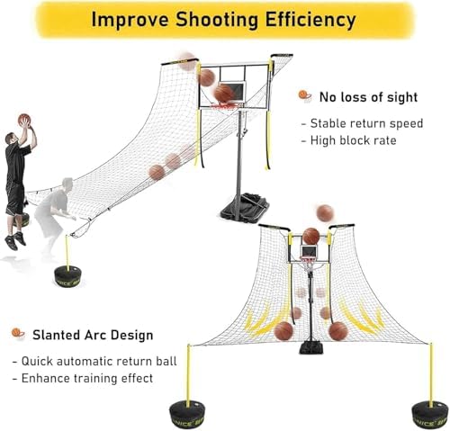 Portable Basketball Return Attachment - Automatic Shot Returner & Rebounder for Indoor/Outdoor Training, Perfect Basketball Training Aid for All Skill Levels